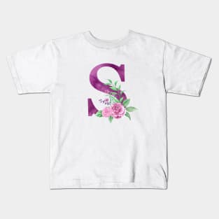 Floral Monogram S Beautiful Rose Bouquet Kids T-Shirt